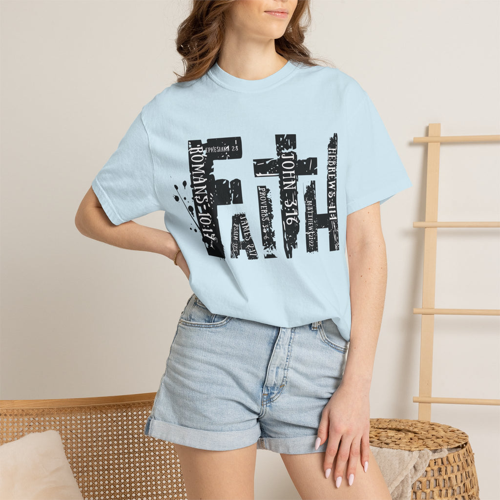 Faith Graphic T-Shirt — Distressed Typography Christian Tee