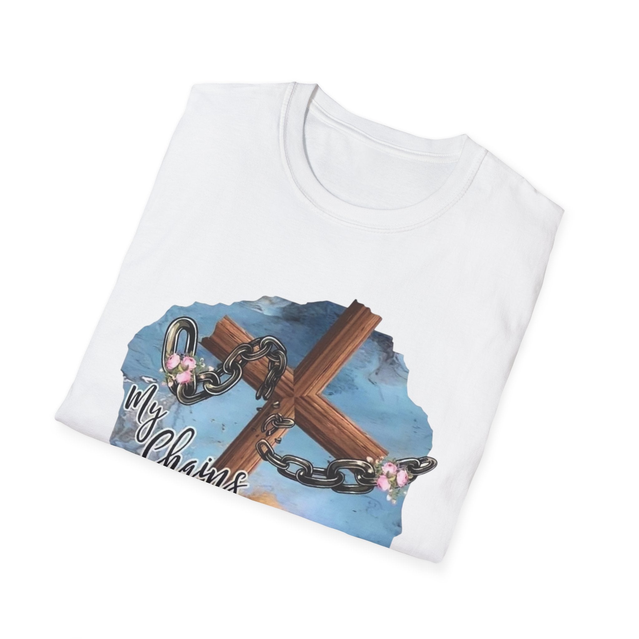 Faith-Inspired Unisex Softstyle T-Shirt - "All Chains are Gone"