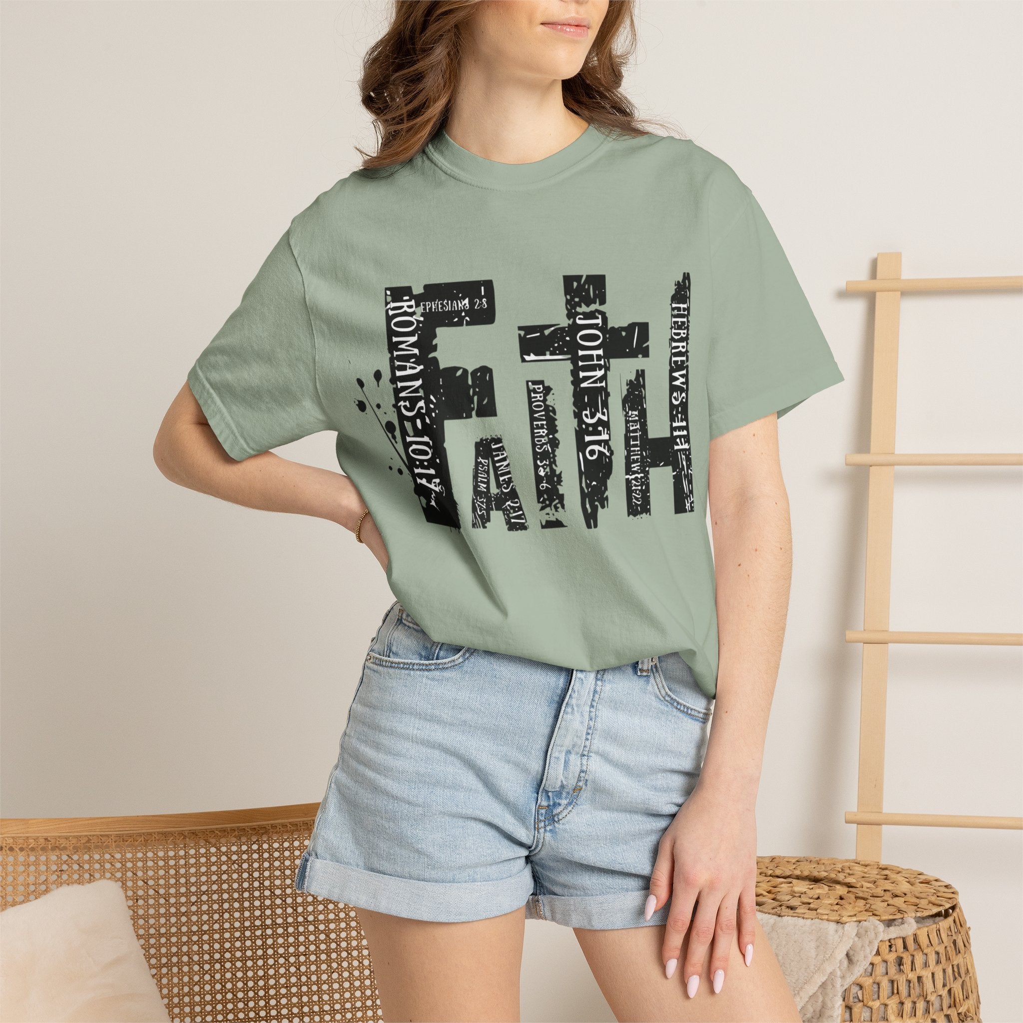 Faith Graphic T-Shirt — Distressed Typography Christian Tee