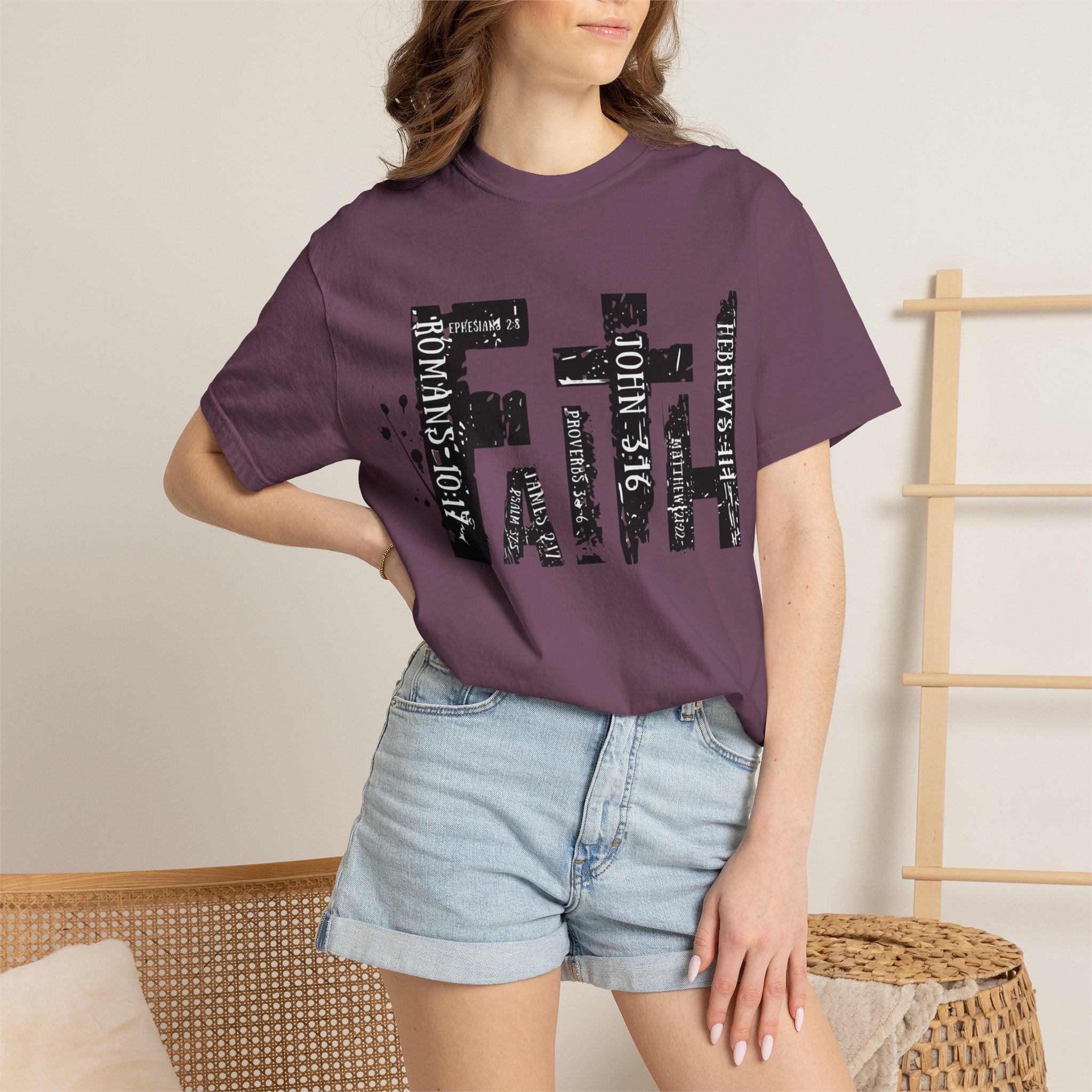Faith Graphic T-Shirt — Distressed Typography Christian Tee