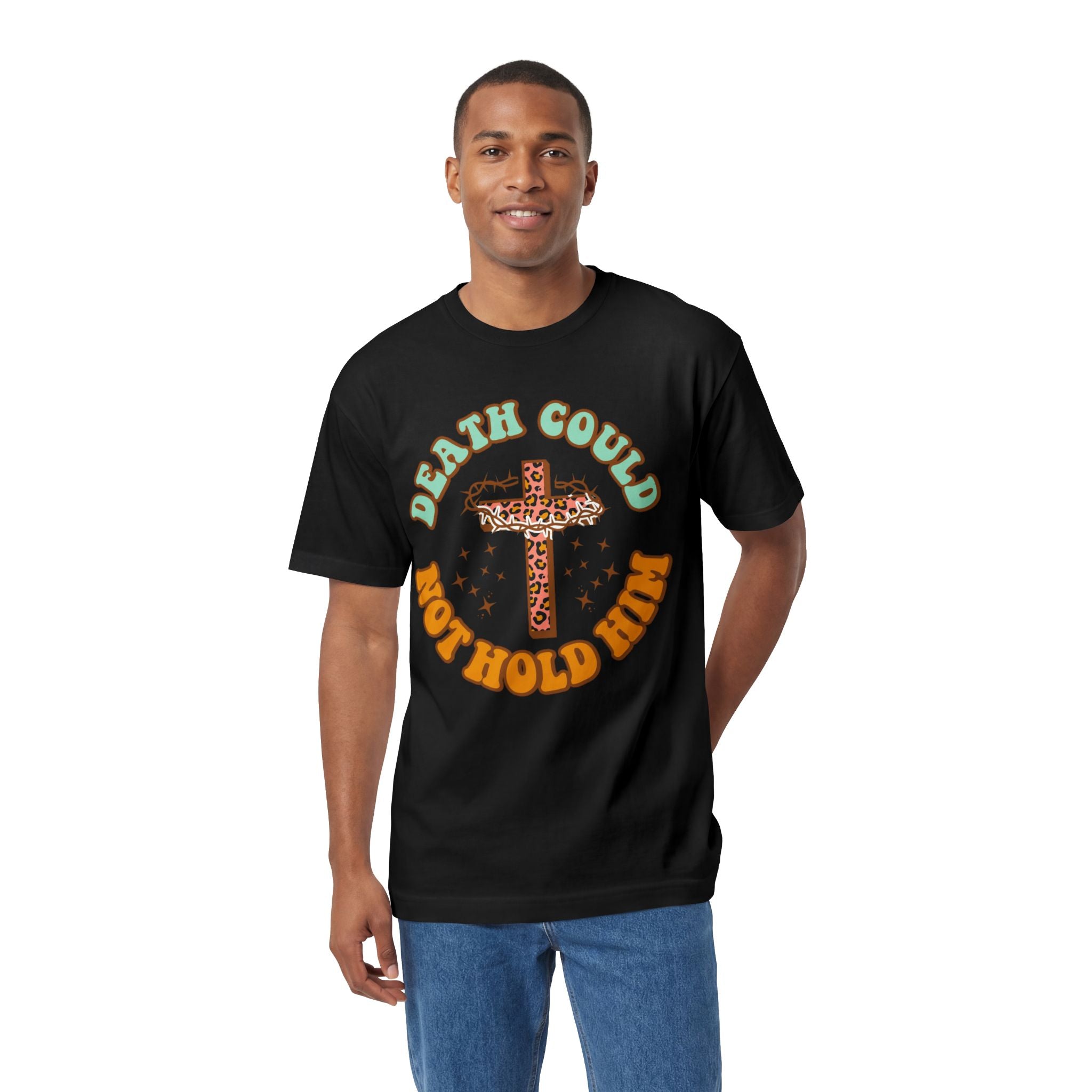 T‑Shirt — "Death Could Not Hold Him" Cross Graphic Tee