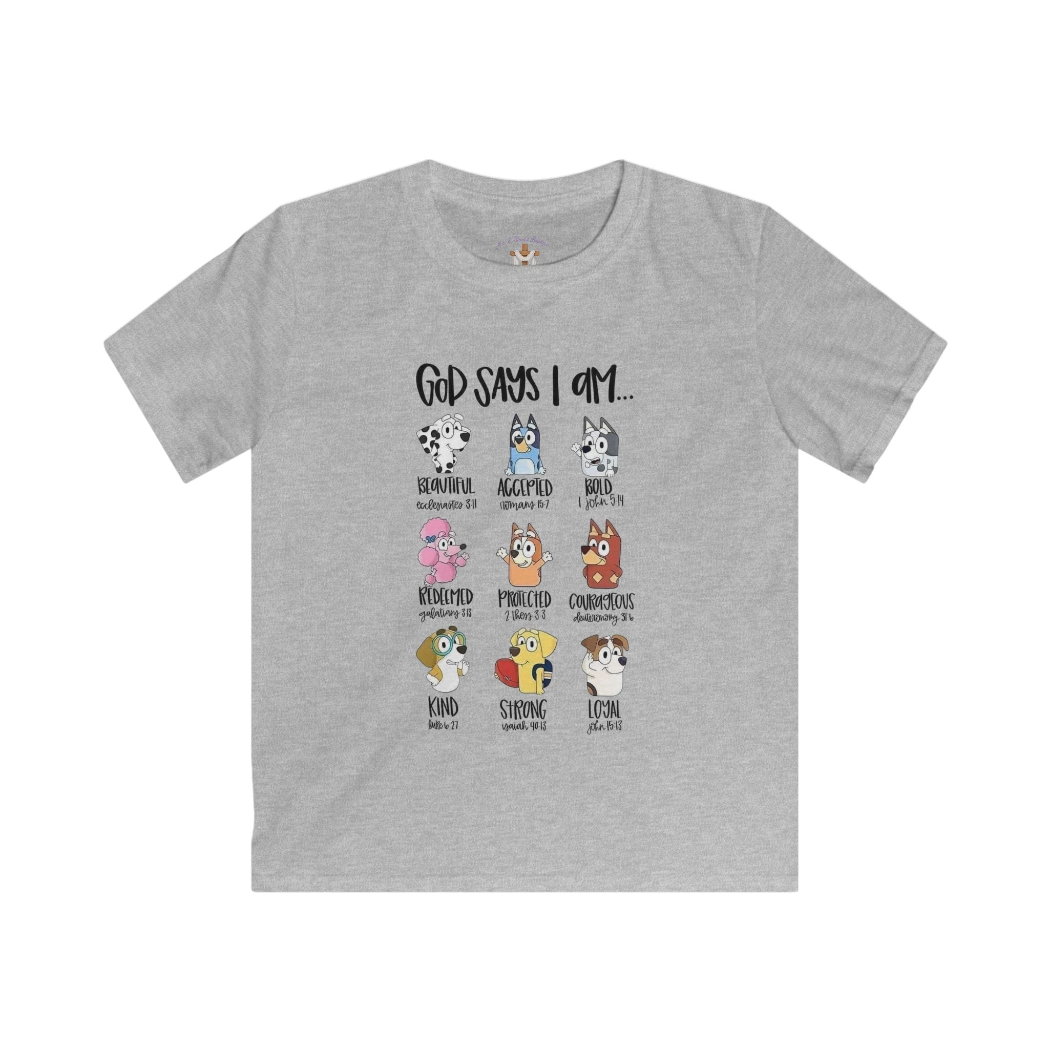 Kids Tee — "God Says I Am" Cute Animal Affirmations Shirt