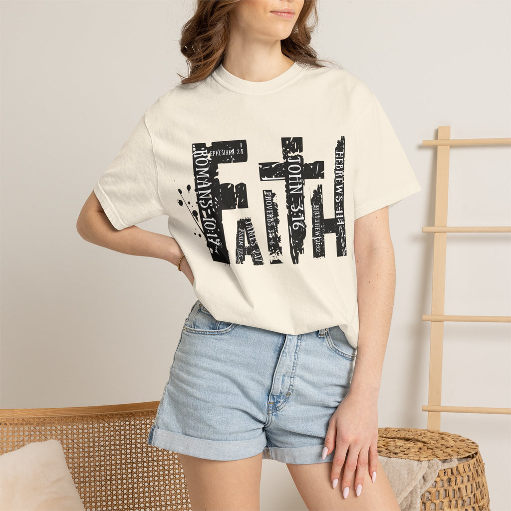 Faith Graphic T-Shirt — Distressed Typography Christian Tee