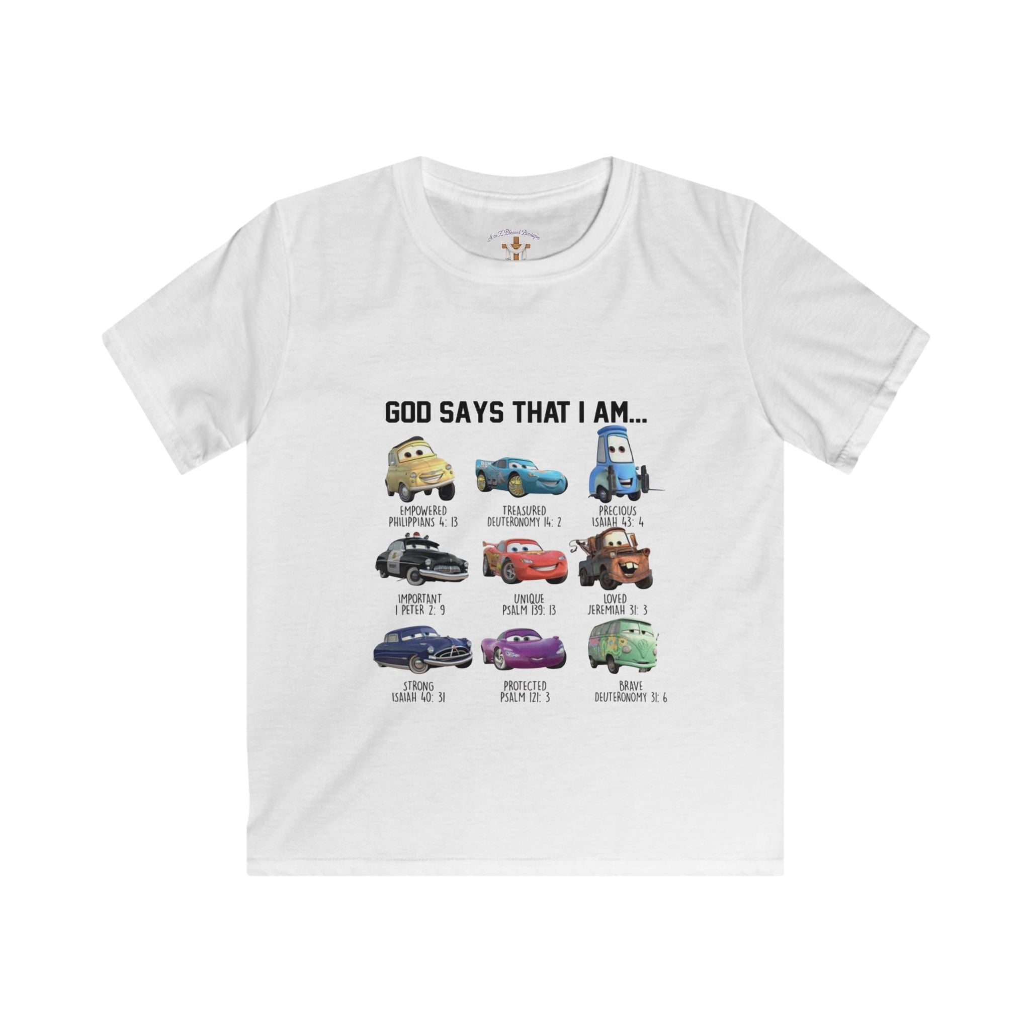 Kids Lightning McQueen-Inspired Tee — "God says I am like Lightning McQueen and friends"