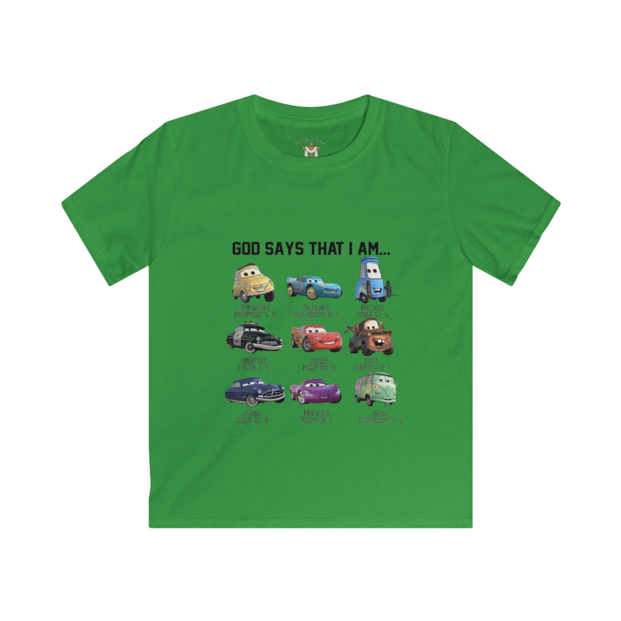 Kids Lightning McQueen-Inspired Tee — "God says I am like Lightning McQueen and friends"