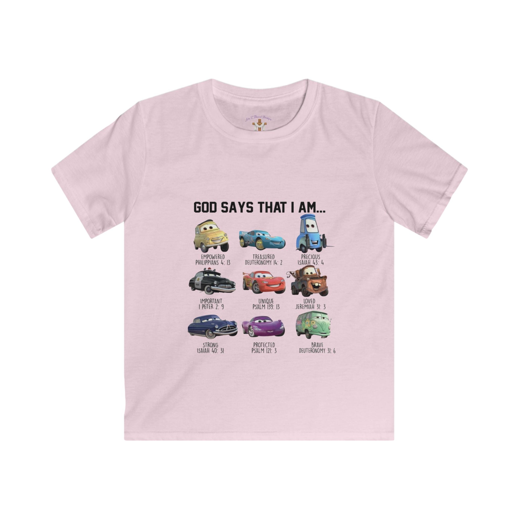 Kids Lightning McQueen-Inspired Tee — "God says I am like Lightning McQueen and friends"