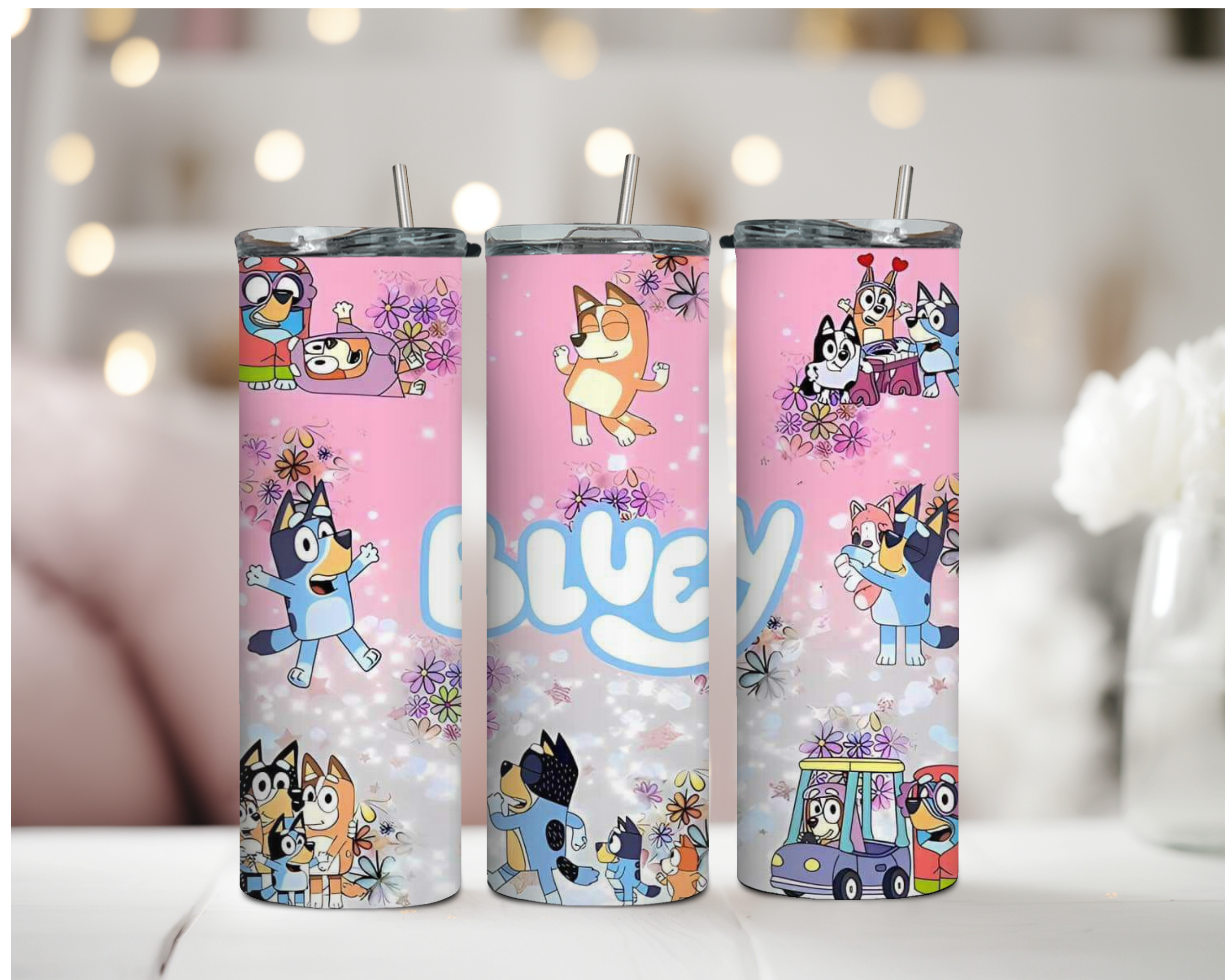 Pink Bluey and Friends 20oz Tumbler