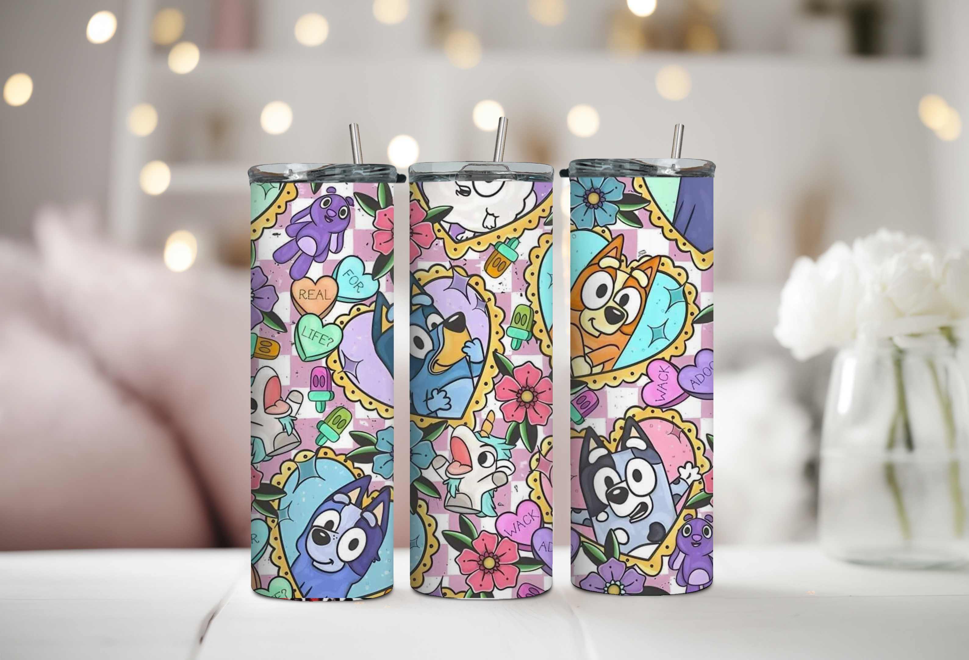 Bluey and Friends Valentines 20 oz Tumbler