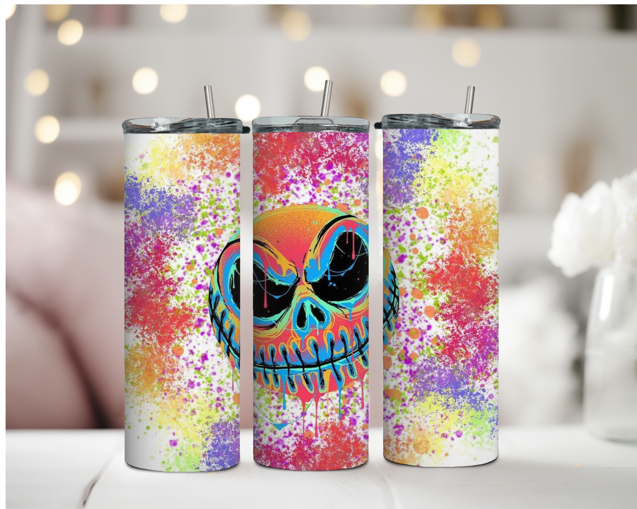 Jack Skellington Paint Splatter 20oz Tumbler