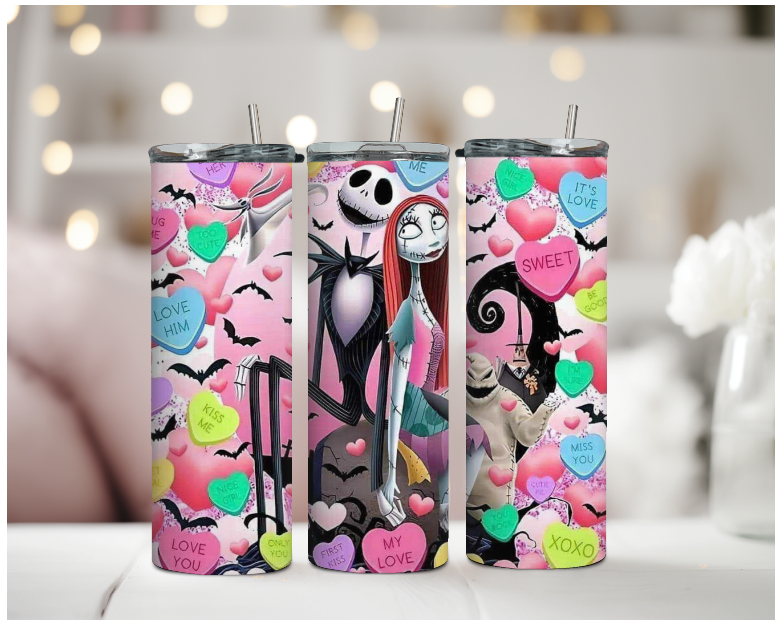 Jack and Sally Valentine Hearts 20oz Tumbler