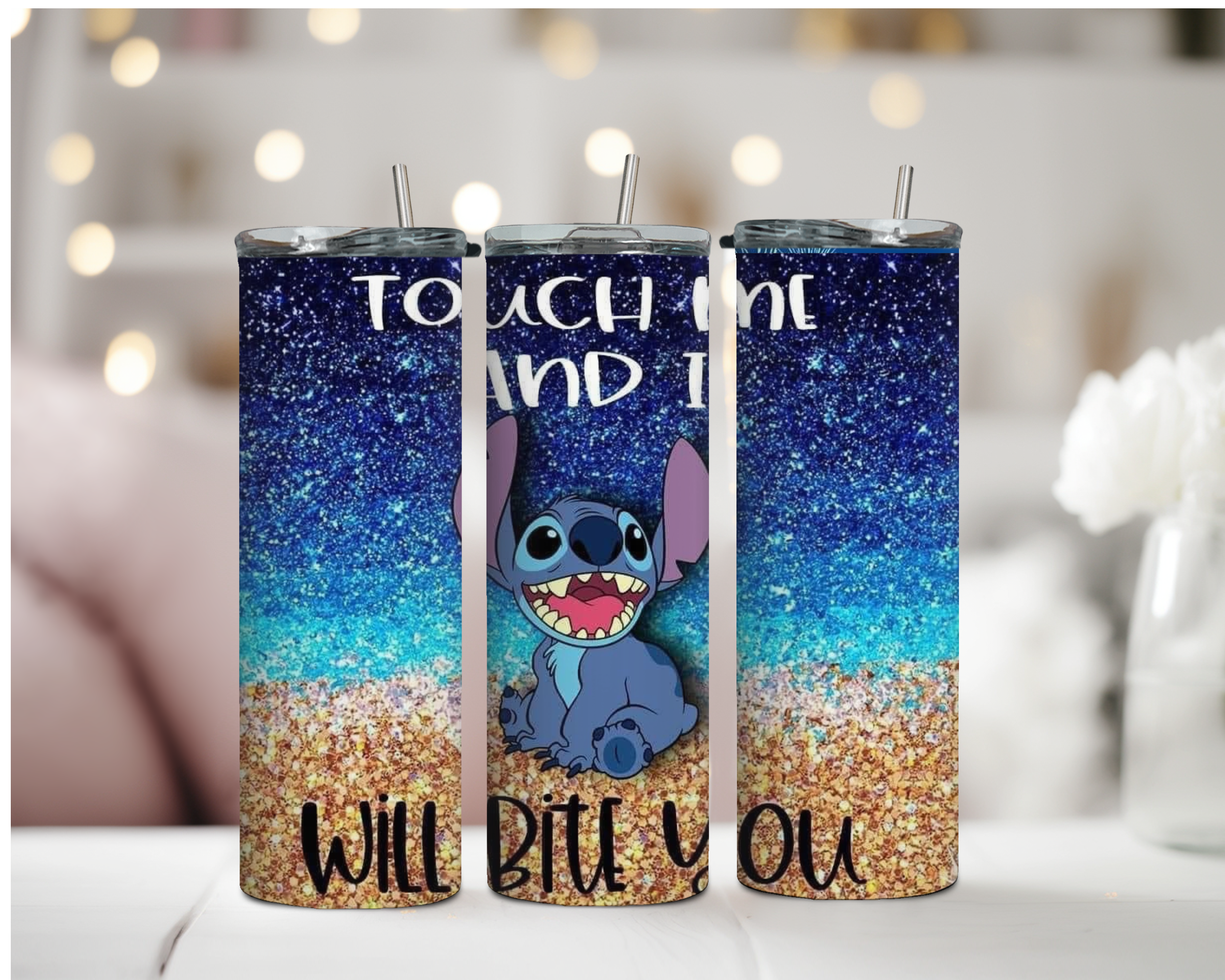 Stitch Touch me and I will Bite you 20oz Tumbler