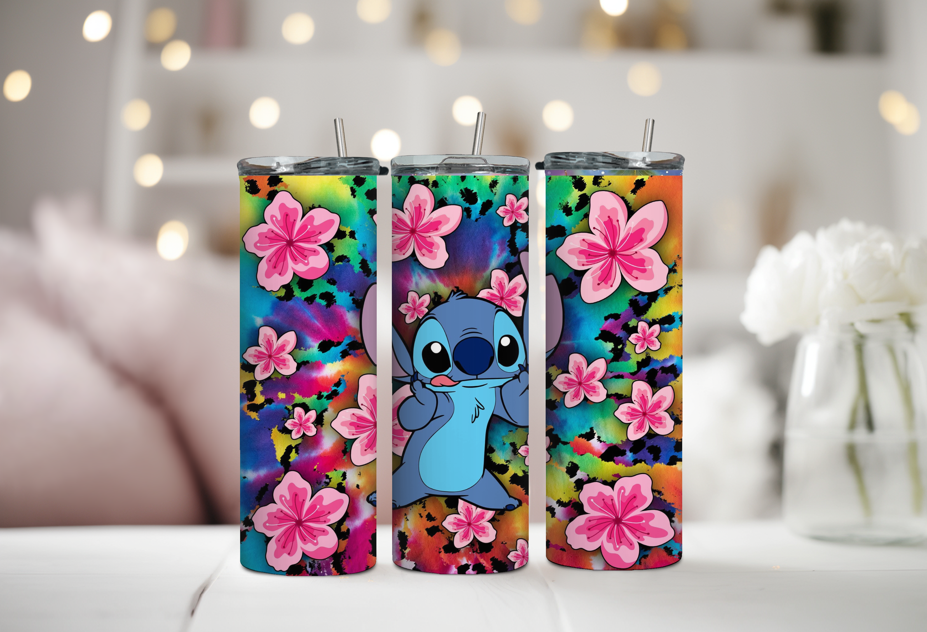 Stitch with Hawaiian flowers 20 oz Tumbler